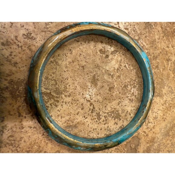 Set Of 4 Turquoise Blue Bracelets With Gemstone & Bead Design Featuring Square & - Picture 6 of 7